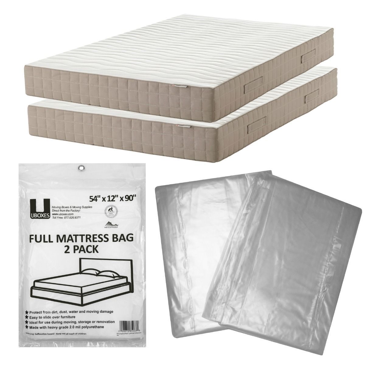 Moving Supplies: Full mattress bag cover Pack of 2