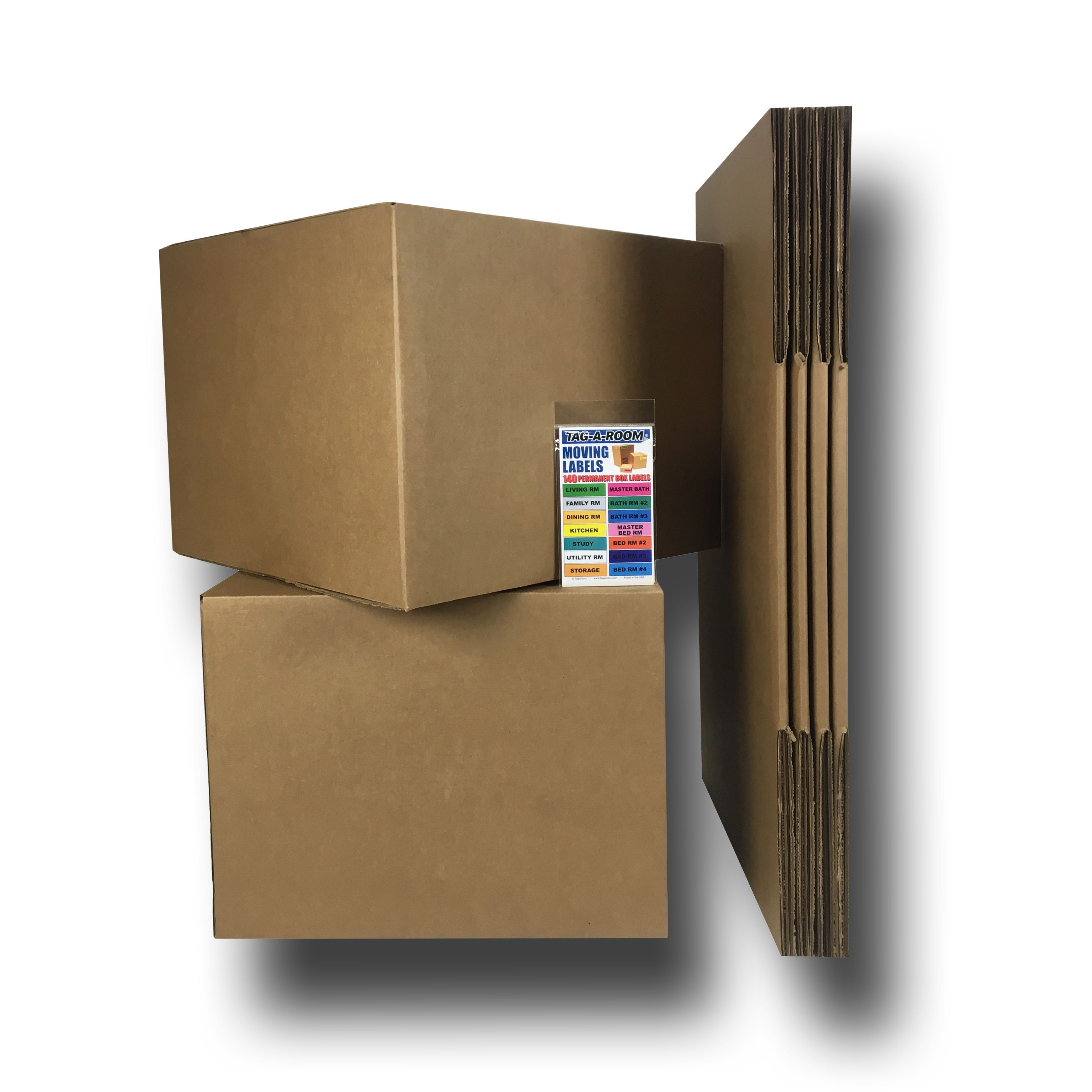 Large Moving Boxes - Pack of 6 &amp; Moving Labels