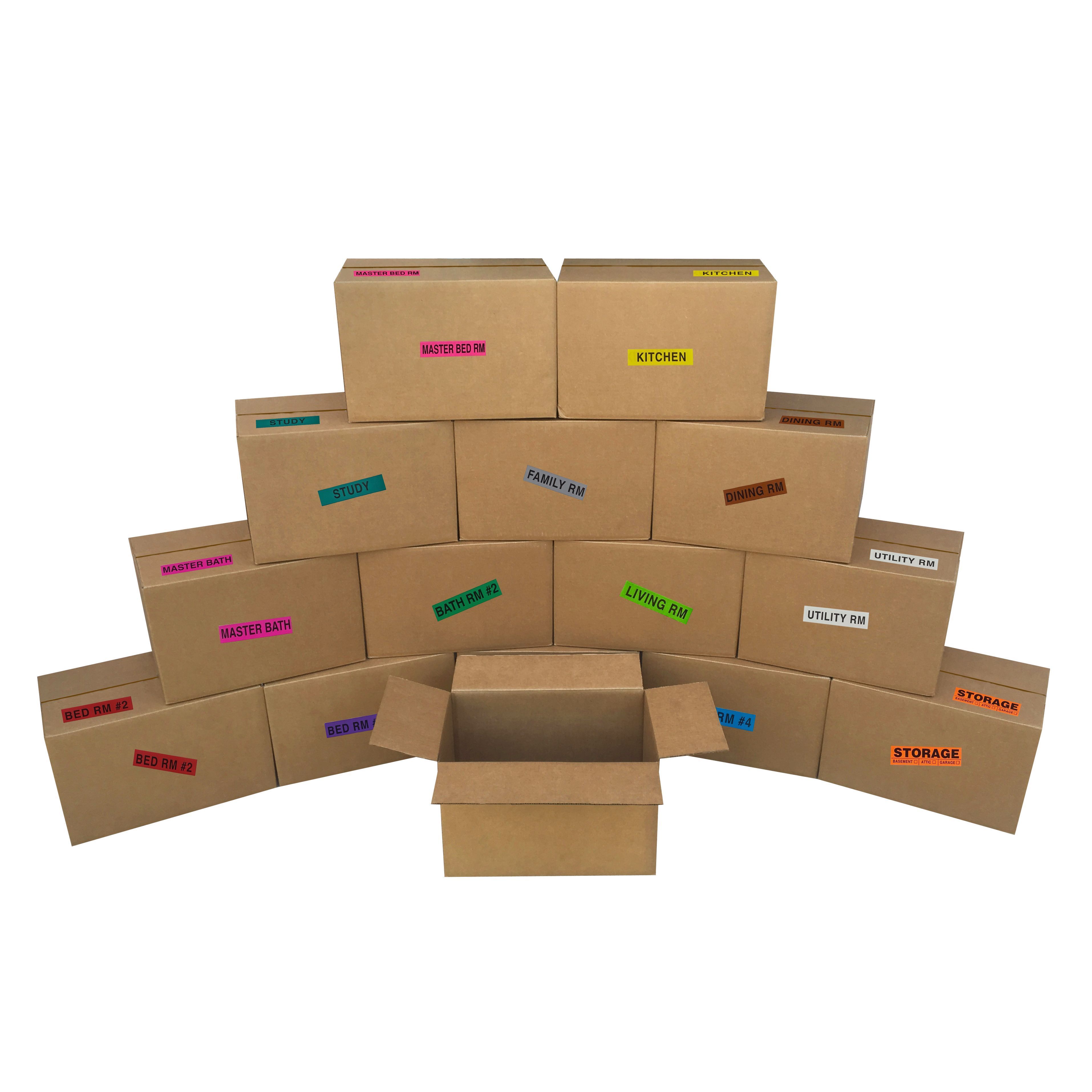 Small Moving Boxes - Pack of 15 16"x10"x10" &amp; Moving Labels