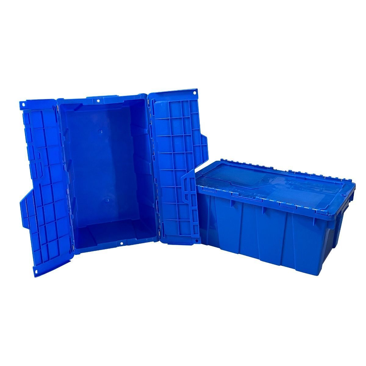 Plastic Crate with Lid 24x15 x9 2pk Blue