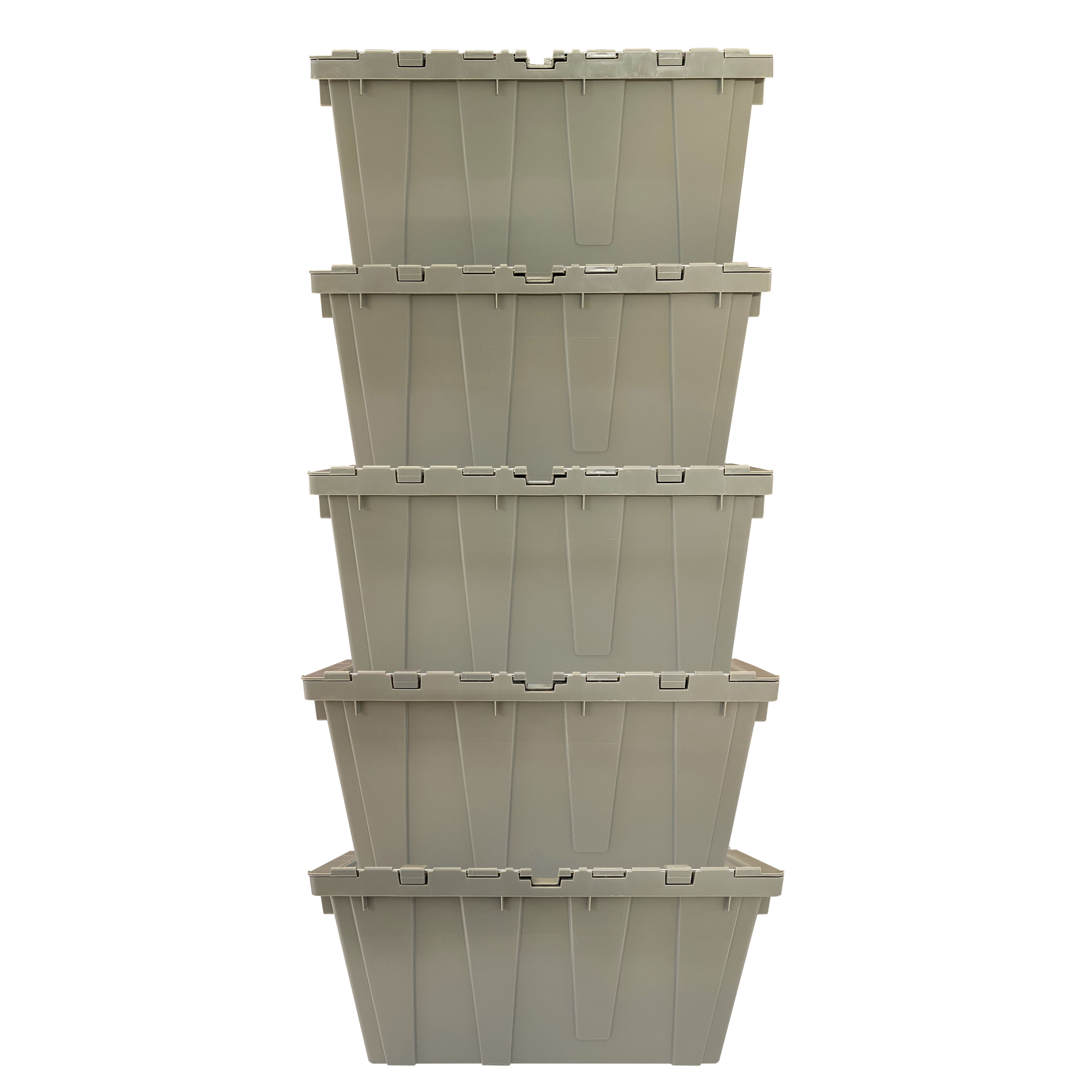 Storage Packing Plastic Crates, 27" x 17" x 12"-5-Pack-Gray