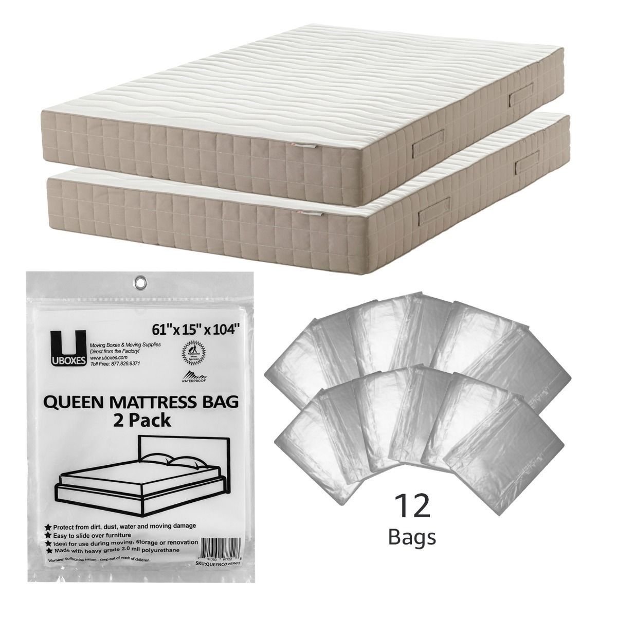Queen Mattress Bags Pack of 12 Must have Moving Supplies .com